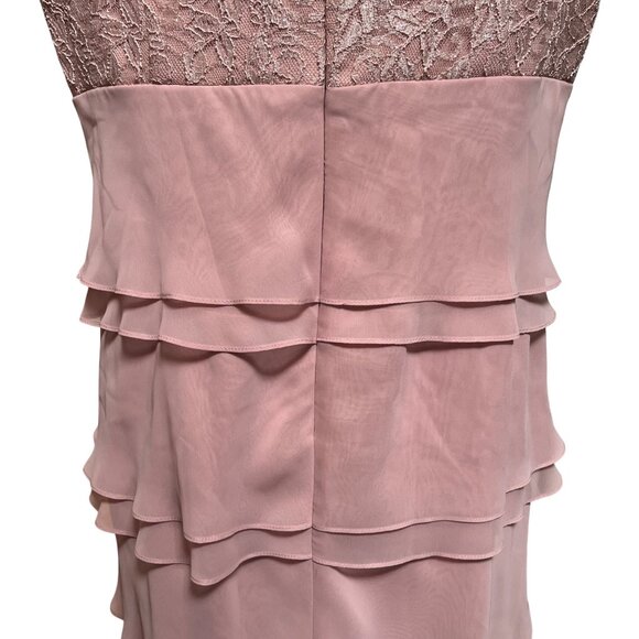 Jessica Howard Pink Sleeveless Lace Tiered Dress Embellished Waist Size 16 NWT - Picture 6 of 13
